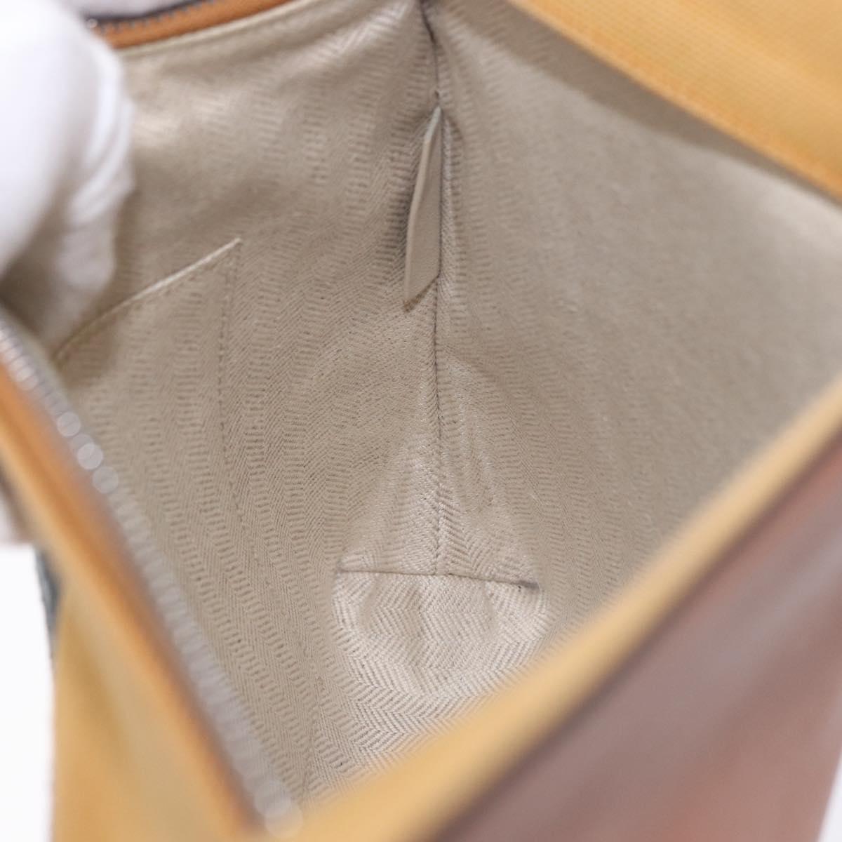 LOEWE Clutch Bag Canvas Brown Silver Auth 192707A