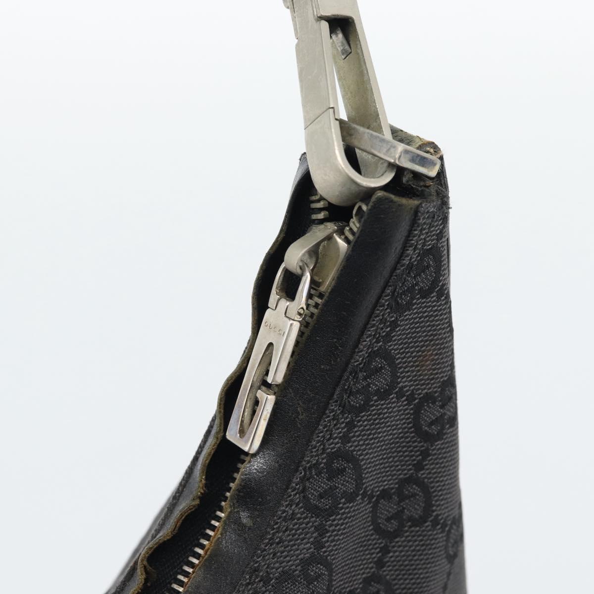 GUCCI GG Canvas Shoulder Bag Black Silver 000.0602 Auth 192708