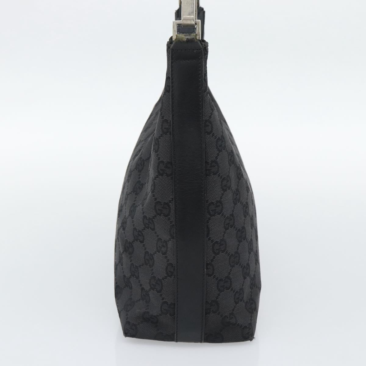 GUCCI GG Canvas Shoulder Bag Black Silver 000.0602 Auth 192708