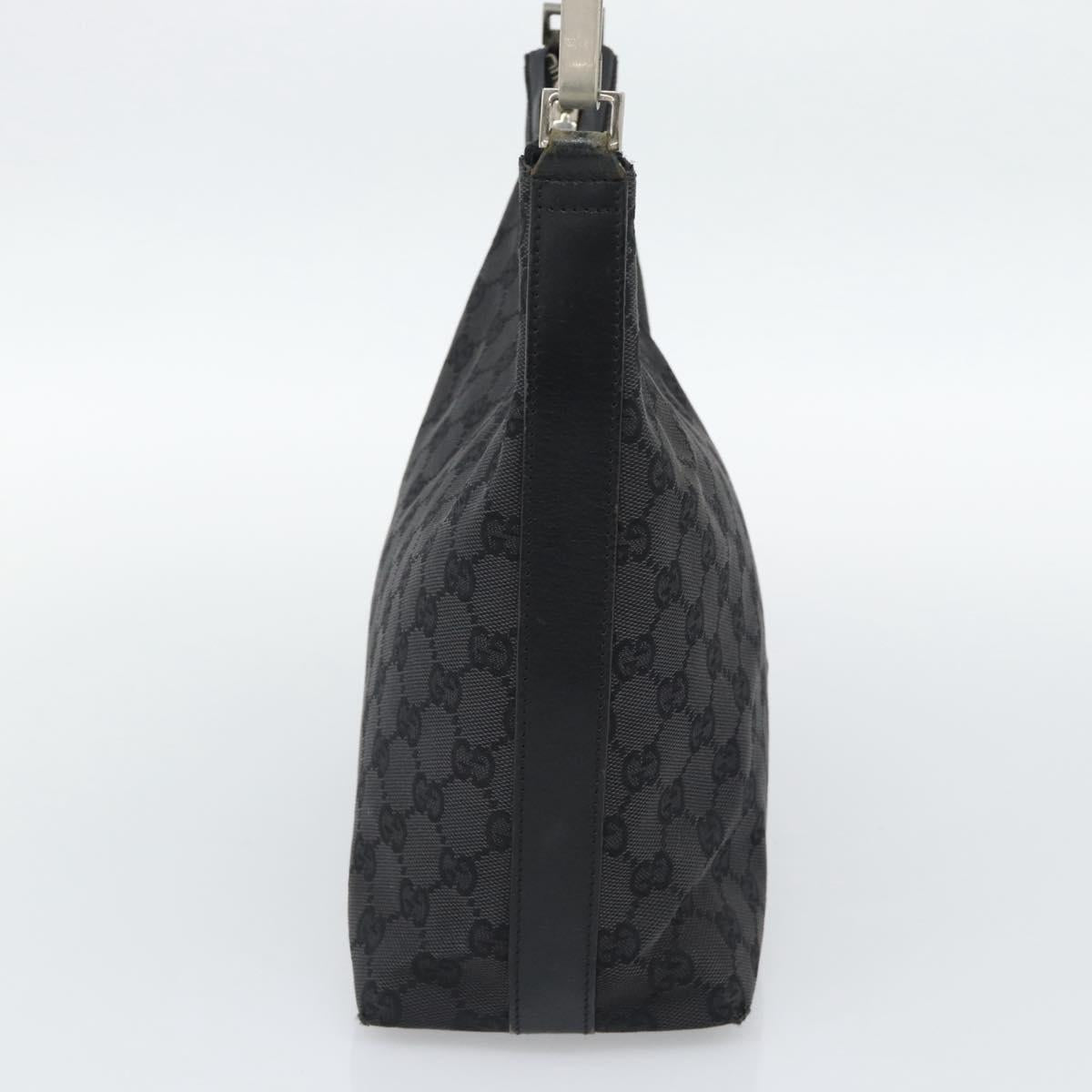 GUCCI GG Canvas Shoulder Bag Black Silver 000.0602 Auth 192708