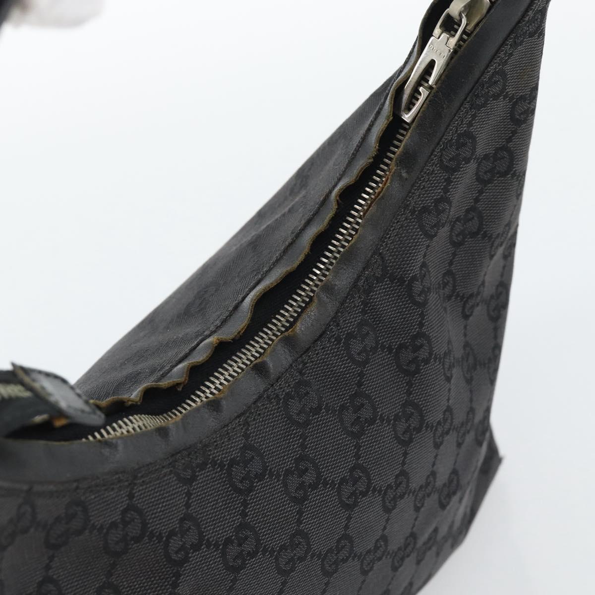 GUCCI GG Canvas Shoulder Bag Black Silver 000.0602 Auth 192708