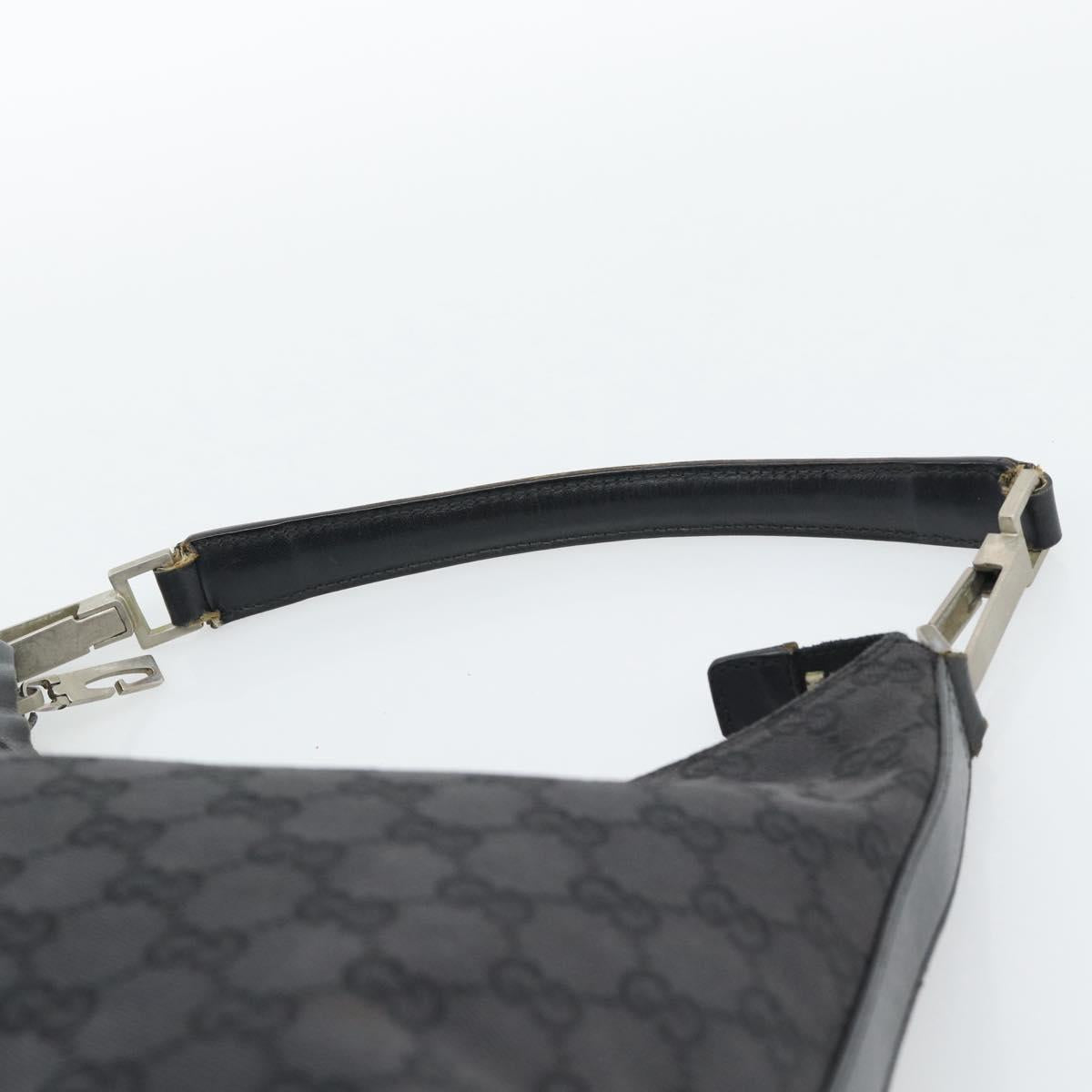 GUCCI GG Canvas Shoulder Bag Black Silver 000.0602 Auth 192708