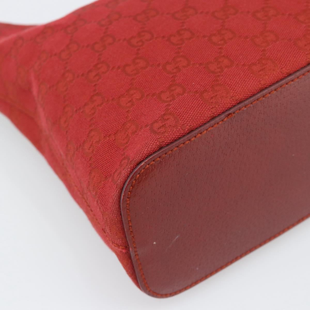 GUCCI GG Canvas Shoulder Bag Red Silver 115003 Auth 192709A