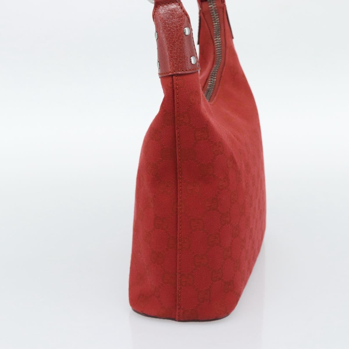 GUCCI GG Canvas Shoulder Bag Red Silver 115003 Auth 192709A