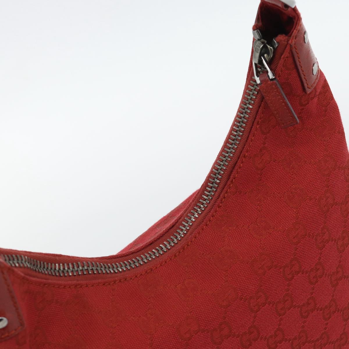 GUCCI GG Canvas Shoulder Bag Red Silver 115003 Auth 192709A