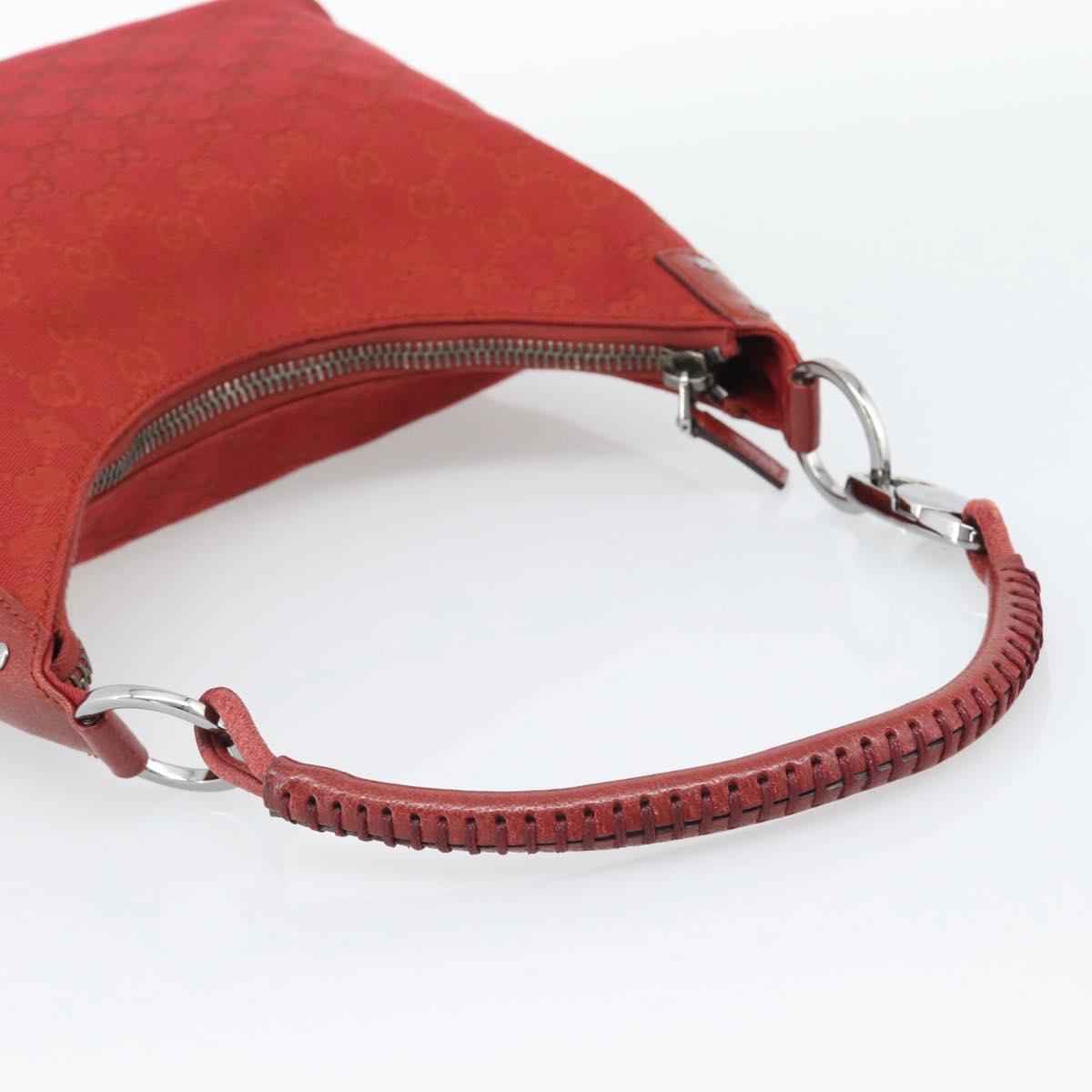 GUCCI GG Canvas Shoulder Bag Red Silver 115003 Auth 192709A