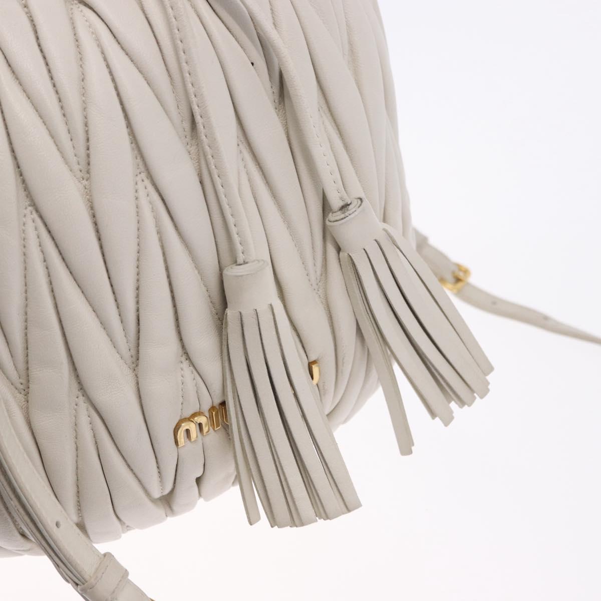 Miu Miu Matelasse Shoulder Bag Leather White Gold Tone Auth 192710A