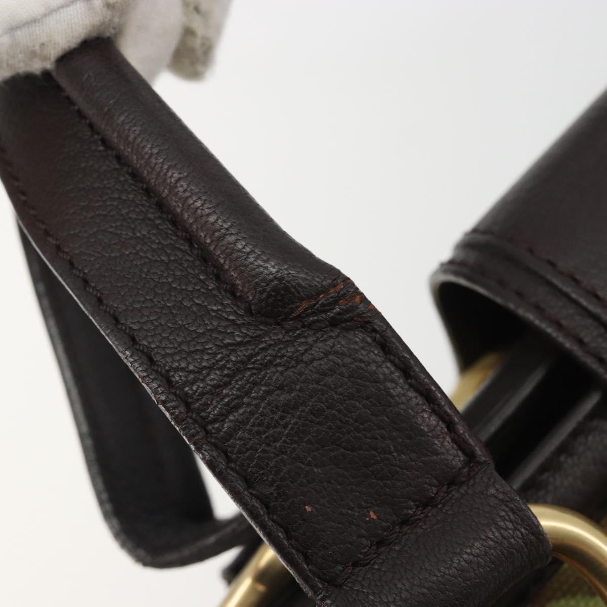 CELINE Hand Bag Canvas Yellow Gold Tone Auth 192711A