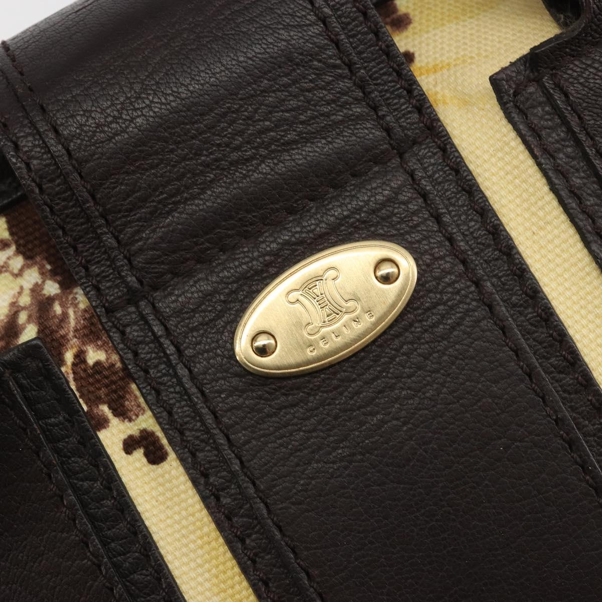 CELINE Hand Bag Canvas Yellow Gold Tone Auth 192711A