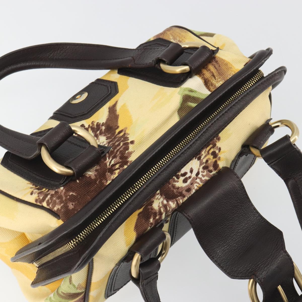 CELINE Hand Bag Canvas Yellow Gold Tone Auth 192711A