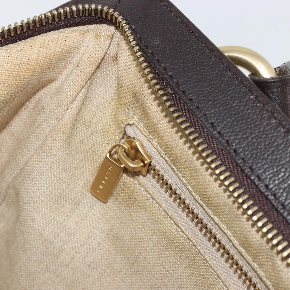CELINE Hand Bag Canvas Yellow Gold Tone Auth 192711A