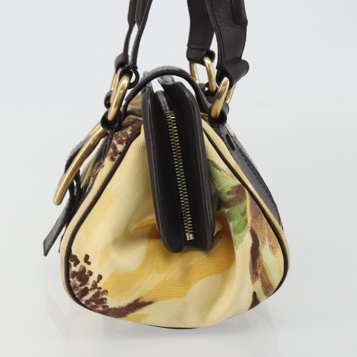 CELINE Hand Bag Canvas Yellow Gold Tone Auth 192711A