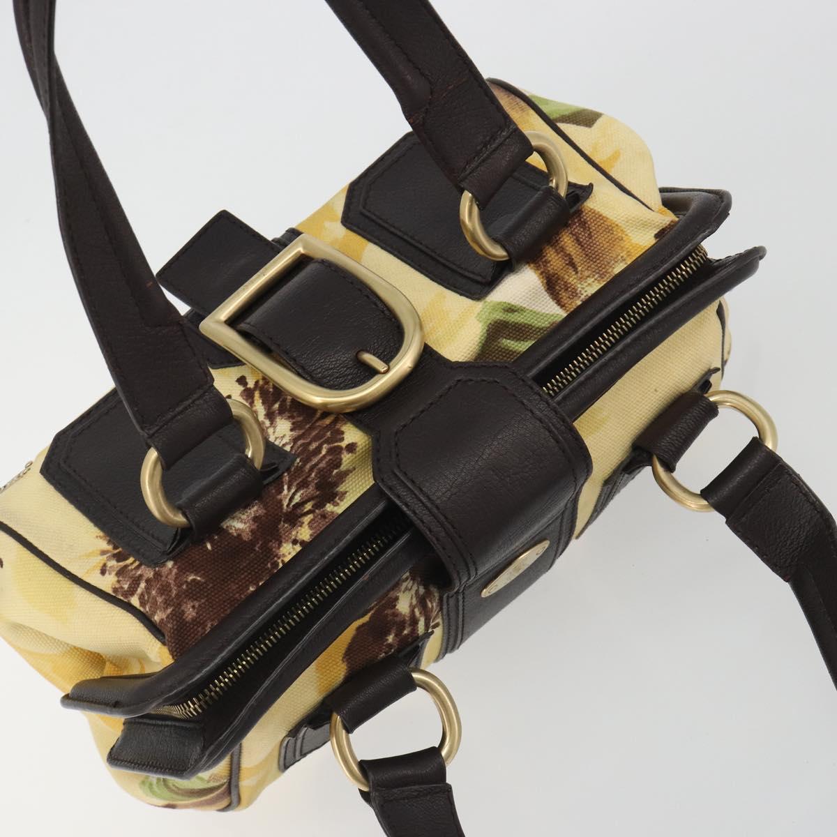 CELINE Hand Bag Canvas Yellow Gold Tone Auth 192711A