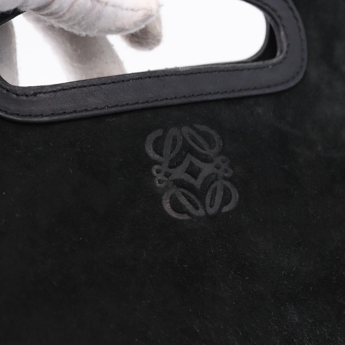 LOEWE Hand Bag Suede Black Auth 192713A