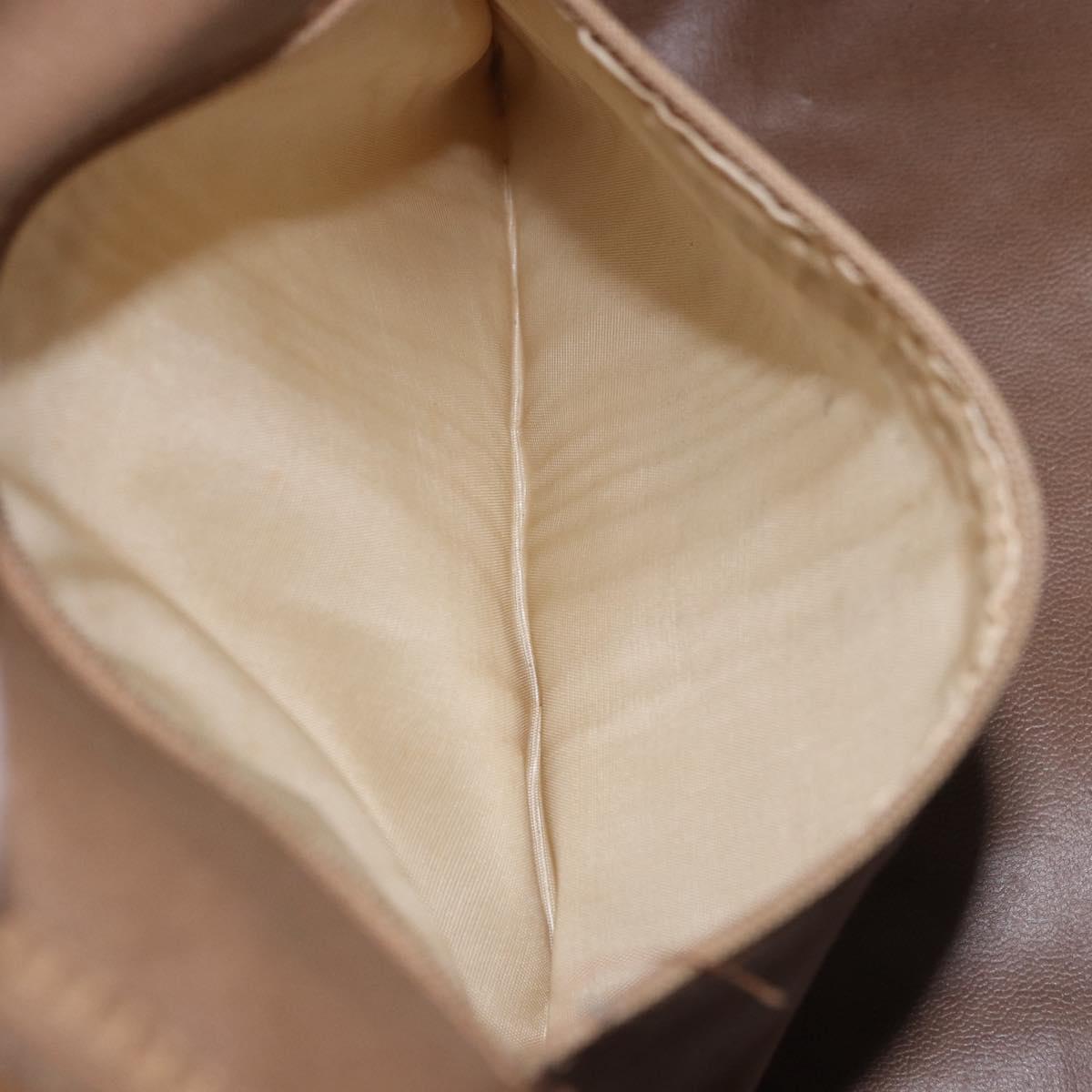 CELINE C Saluki Boston Bag PVC Leather Beige Gold Tone Auth 192714