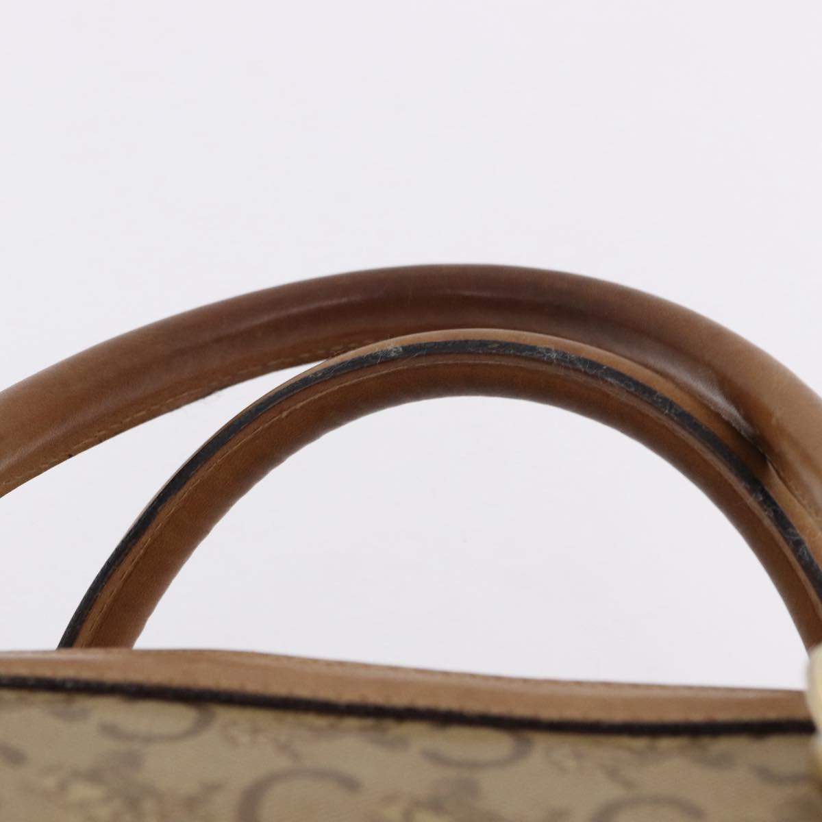 CELINE C Saluki Boston Bag PVC Leather Beige Gold Tone Auth 192714