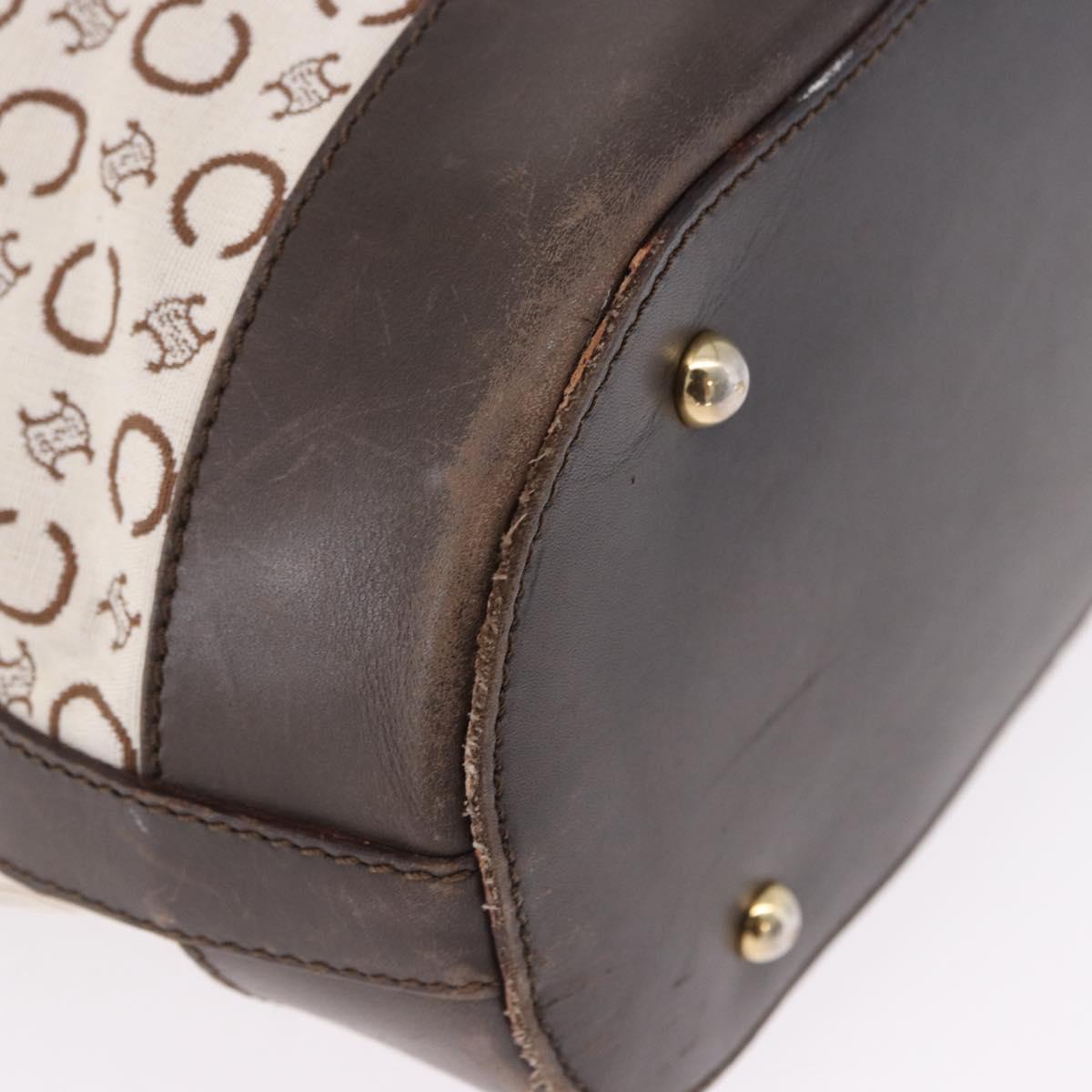 CELINE C Macadam Tote Bag Canvas Ivory Brown Auth 192715