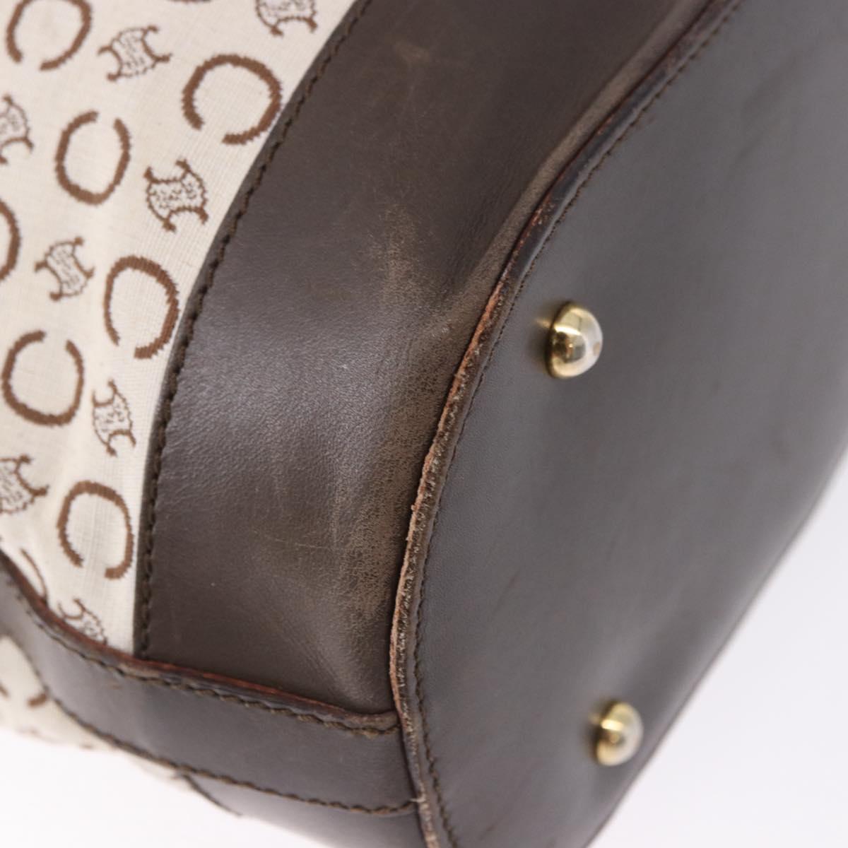 CELINE C Macadam Tote Bag Canvas Ivory Brown Auth 192715