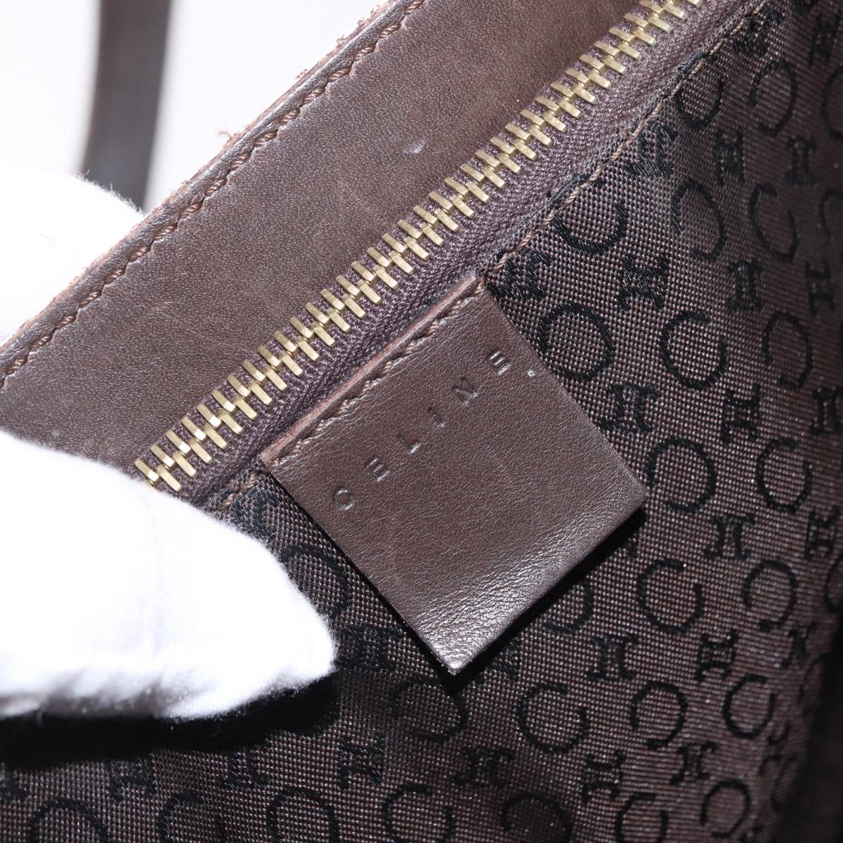CELINE C Macadam Tote Bag Canvas Ivory Brown Auth 192715