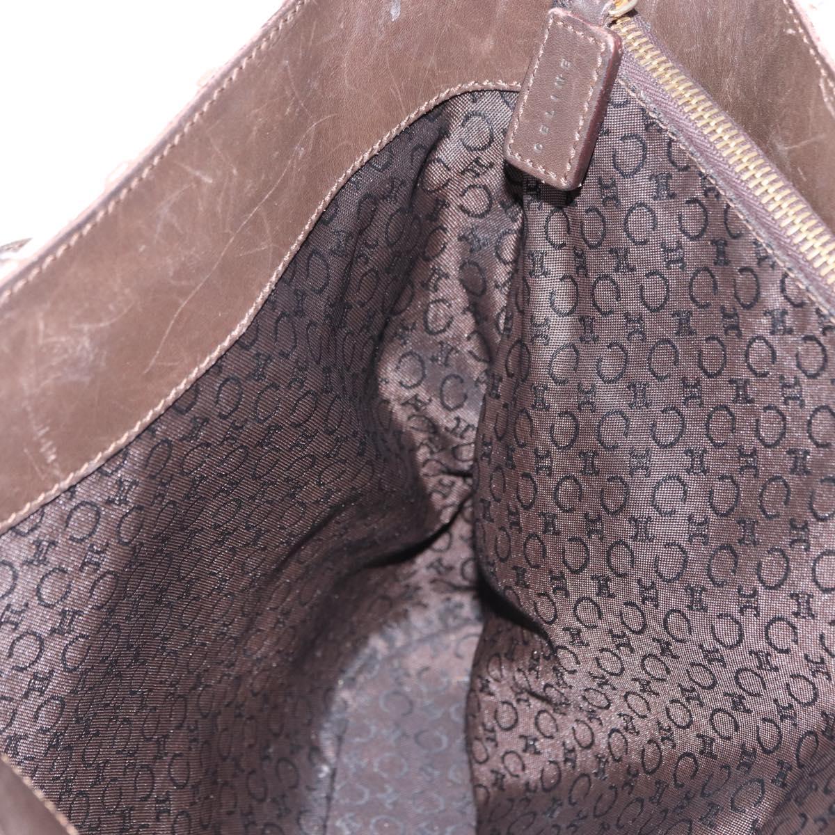 CELINE C Macadam Tote Bag Canvas Ivory Brown Auth 192715