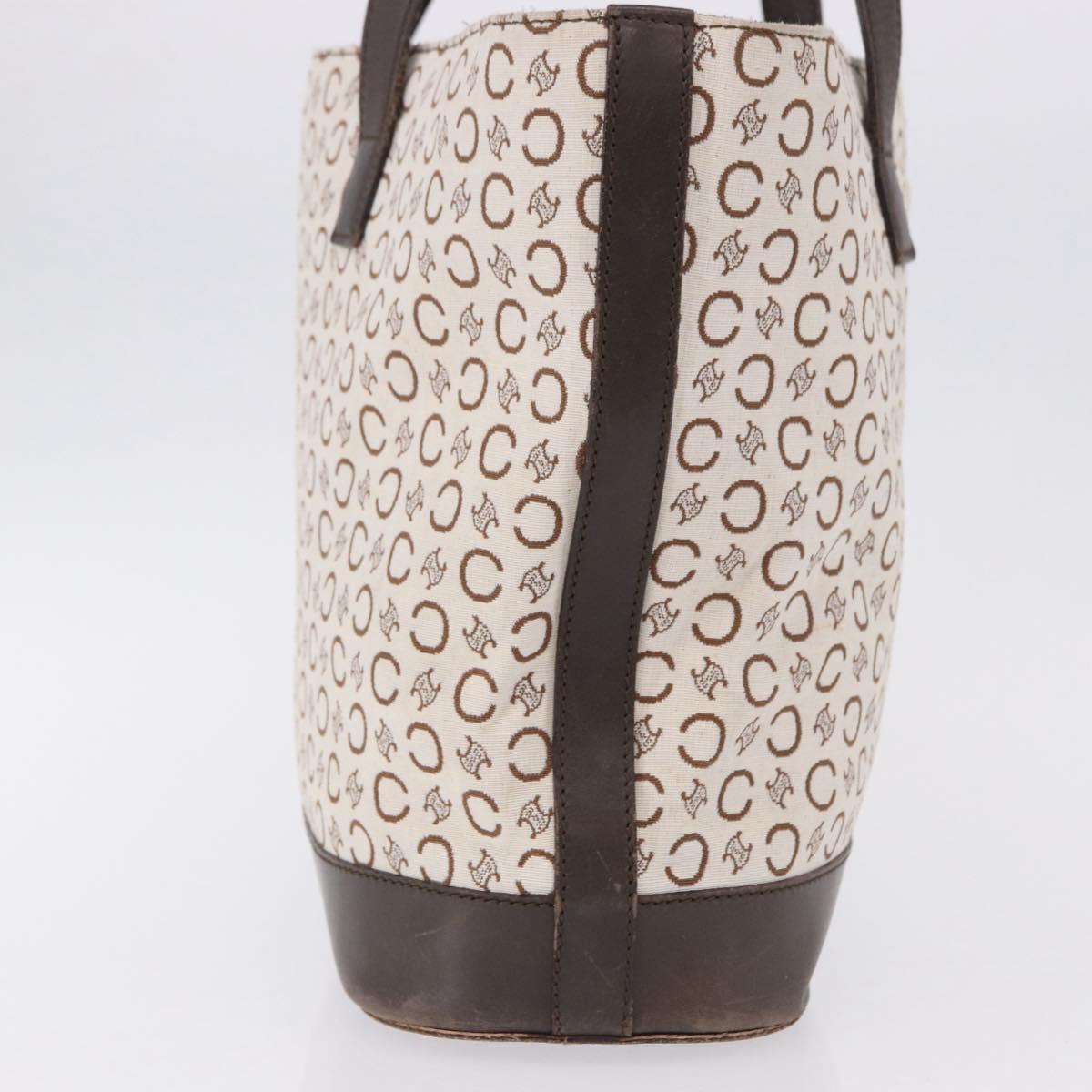 CELINE C Macadam Tote Bag Canvas Ivory Brown Auth 192715