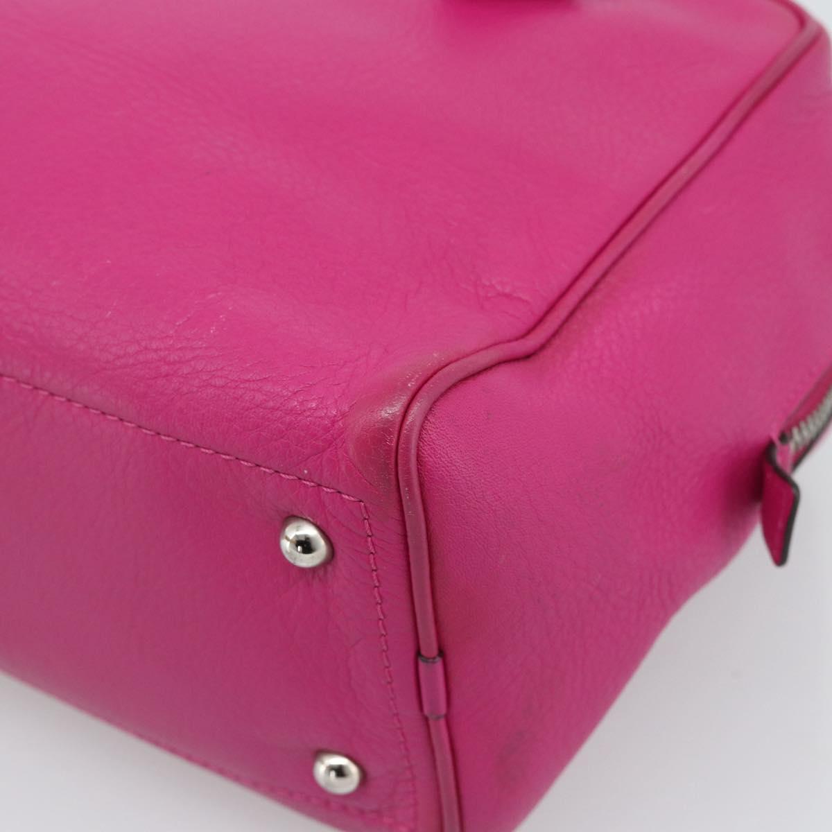 LOEWE Heritage Hand Bag Leather Pink Silver Auth 192717