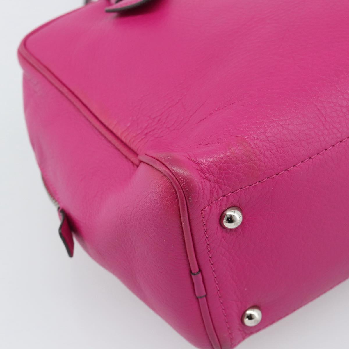 LOEWE Heritage Hand Bag Leather Pink Silver Auth 192717