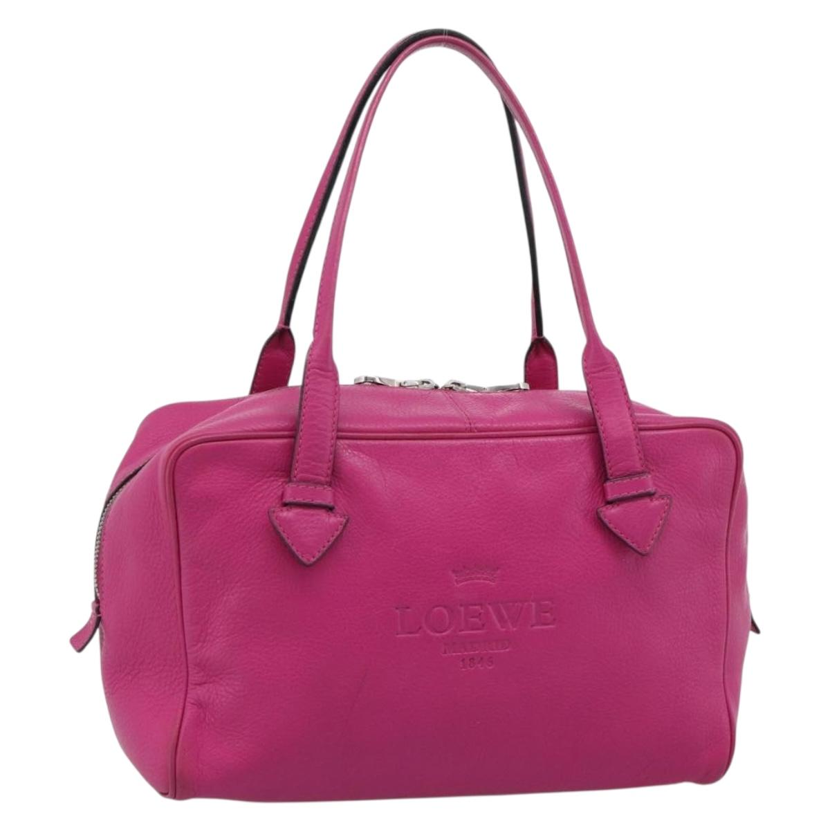 LOEWE Heritage Hand Bag Leather Pink Silver Auth 192717