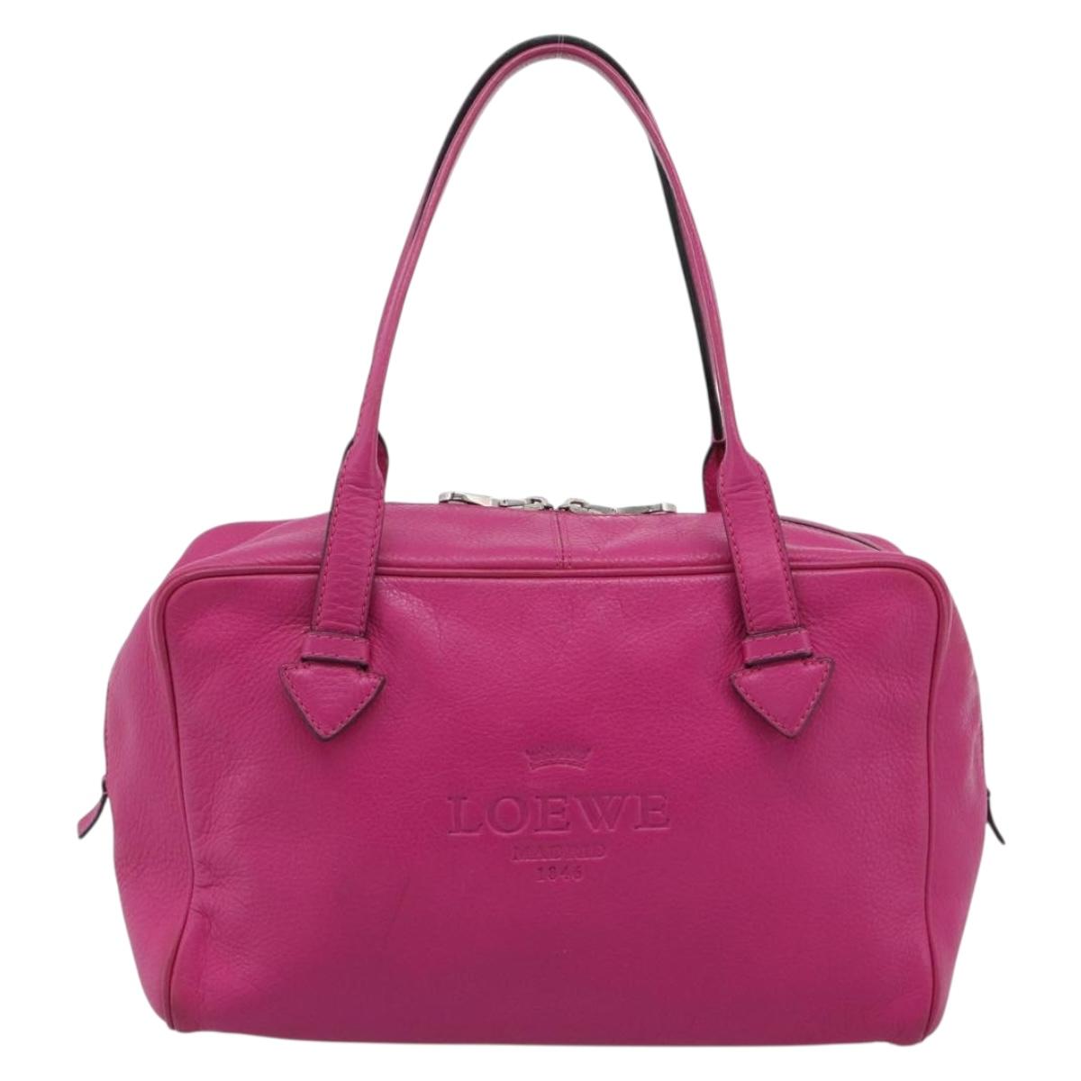 LOEWE Heritage Hand Bag Leather Pink Silver Auth 192717