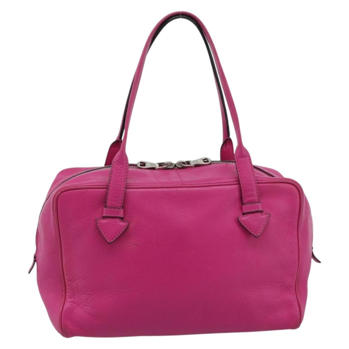 LOEWE Heritage Hand Bag Leather Pink Silver Auth 192717