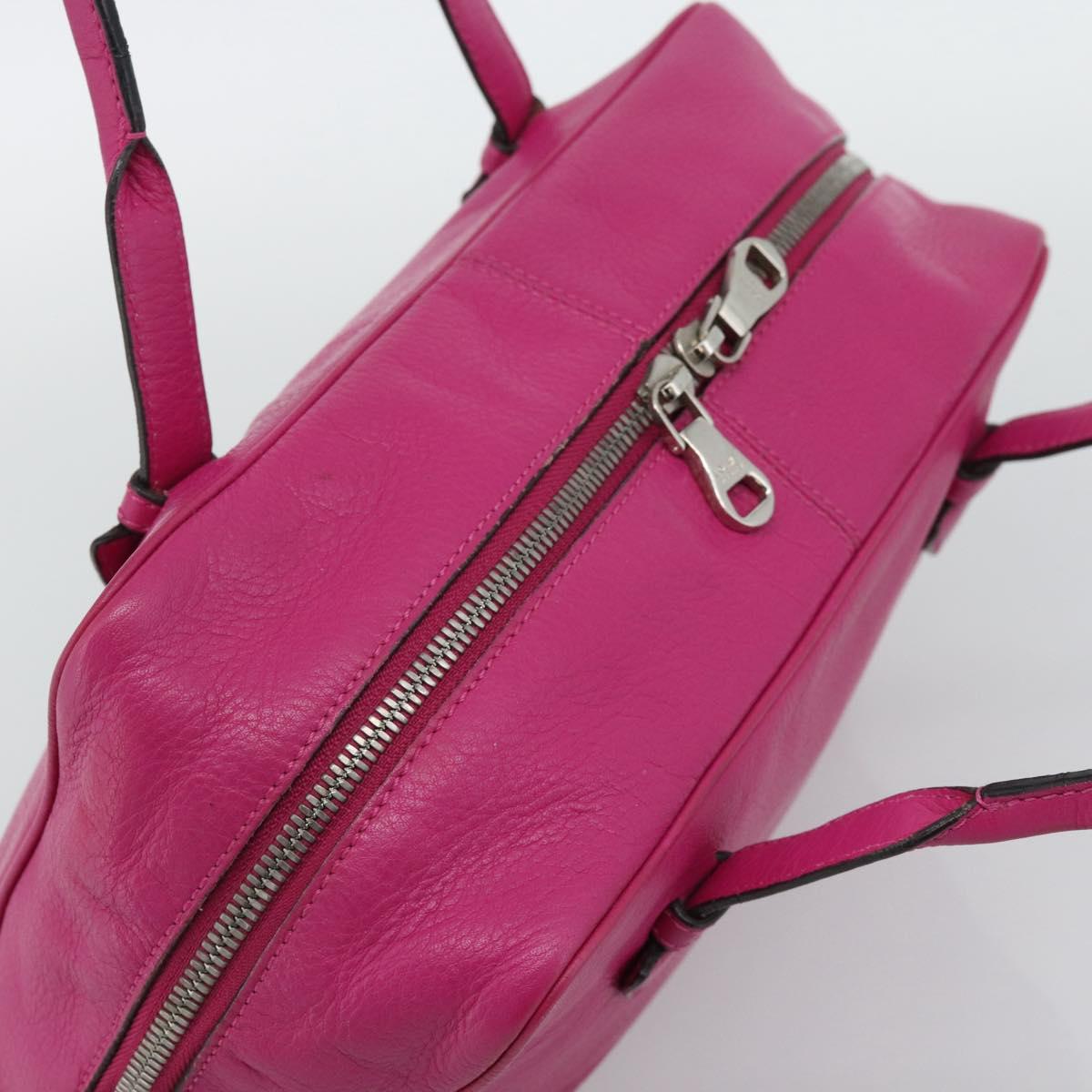 LOEWE Heritage Hand Bag Leather Pink Silver Auth 192717