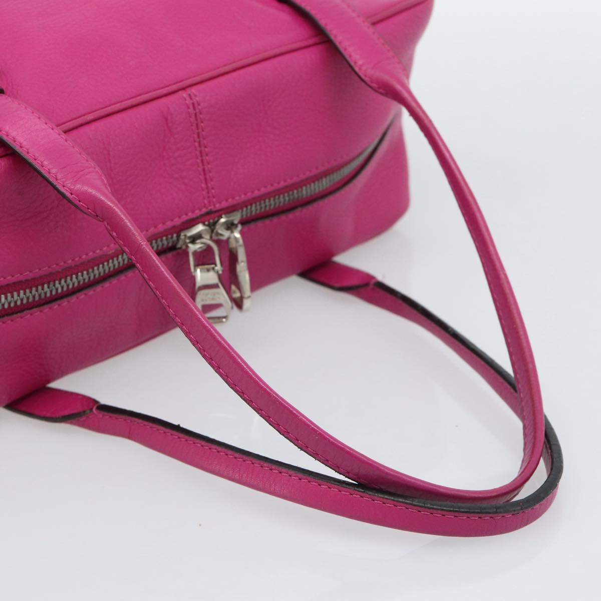 LOEWE Heritage Hand Bag Leather Pink Silver Auth 192717