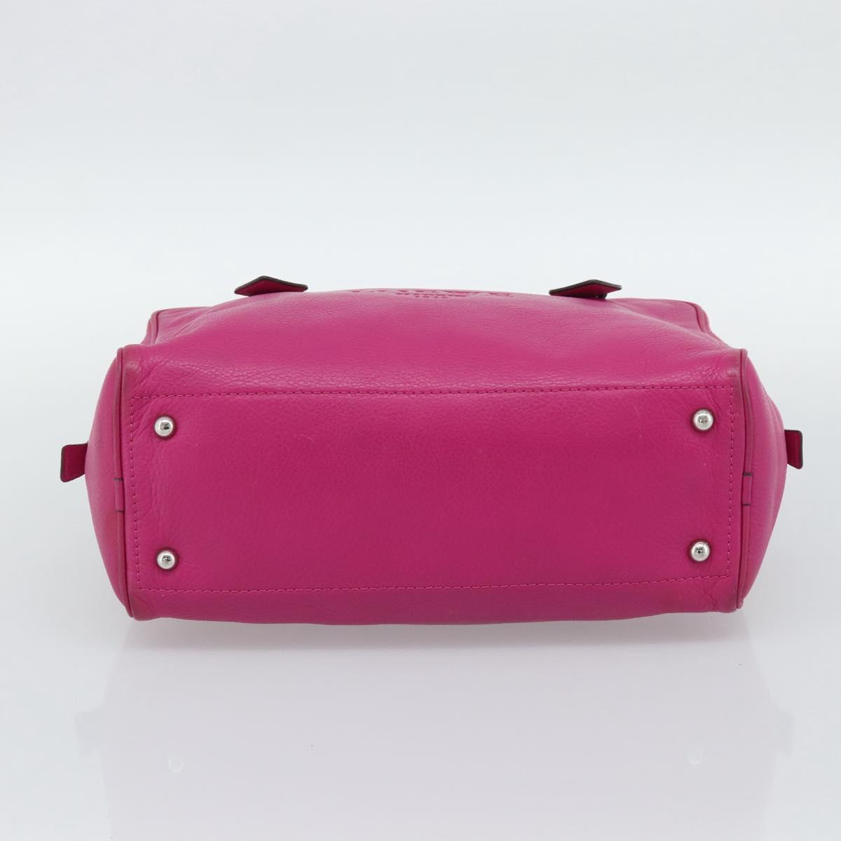 LOEWE Heritage Hand Bag Leather Pink Silver Auth 192717