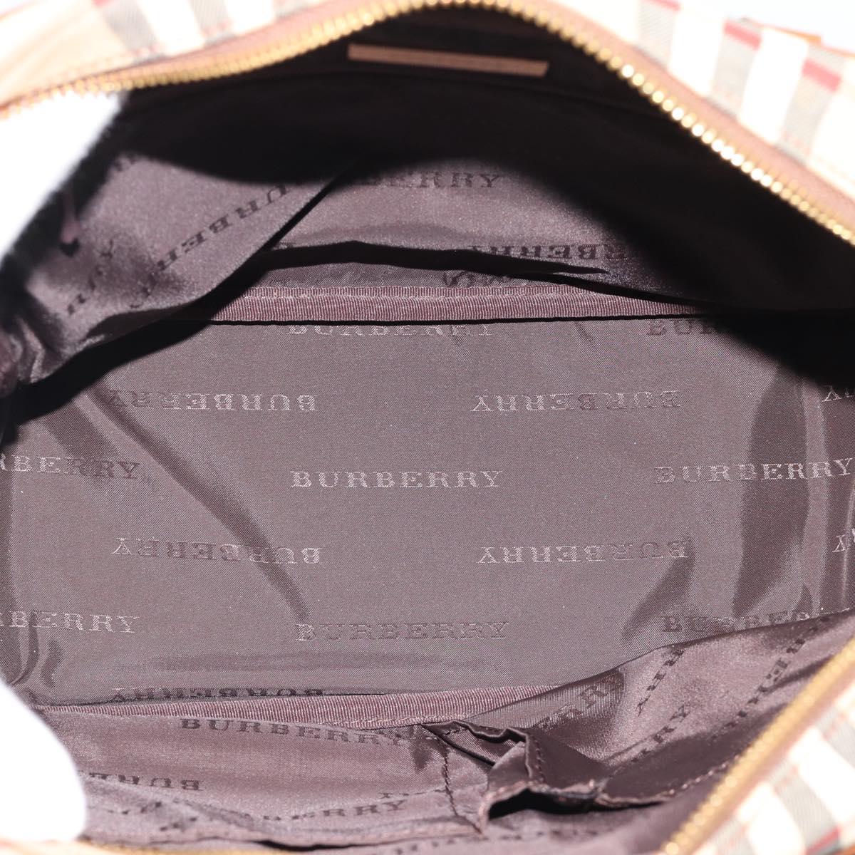 BURBERRY Nova Check Hand Bag Canvas Beige Gold Tone Auth 192718