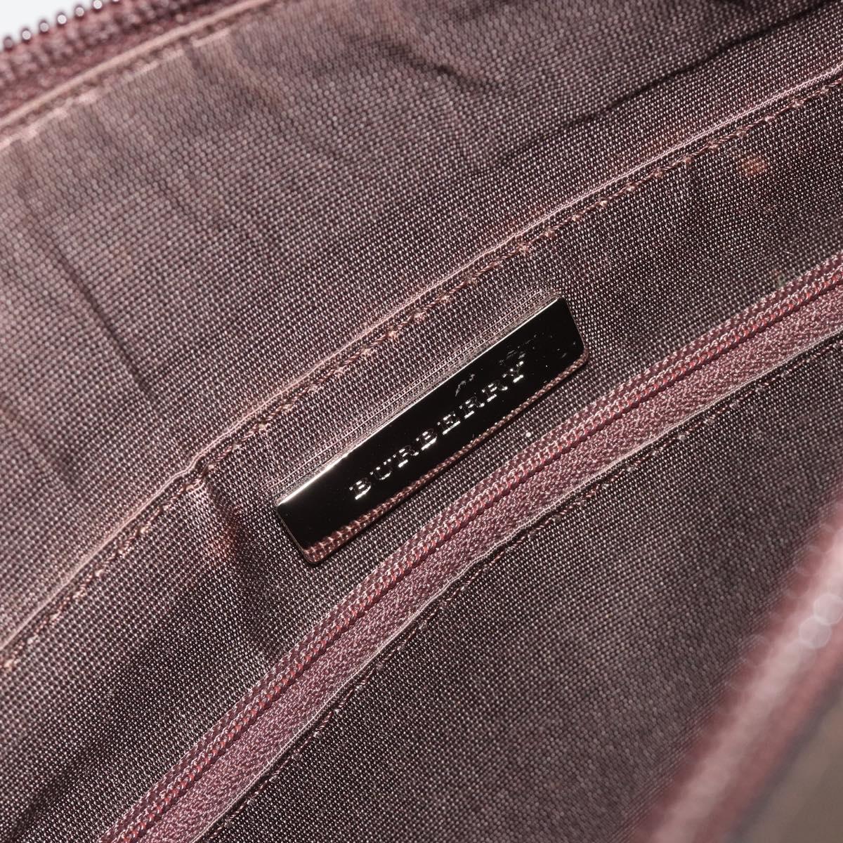 BURBERRY Nova Check Hand Bag Canvas Beige Silver Auth 192719V