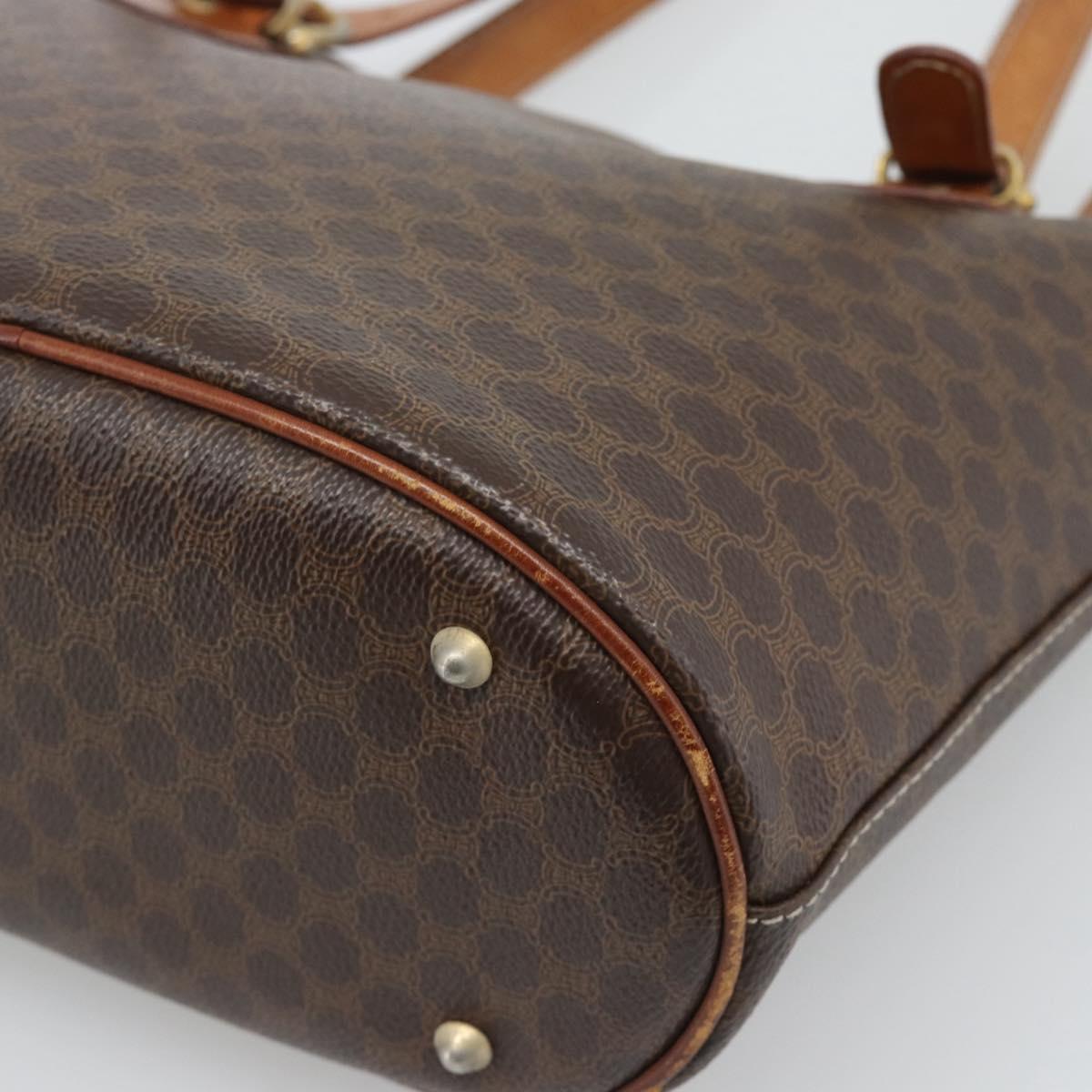 CELINE Macadam Tote Bag PVC Leather Brown Gold Tone Auth 192720