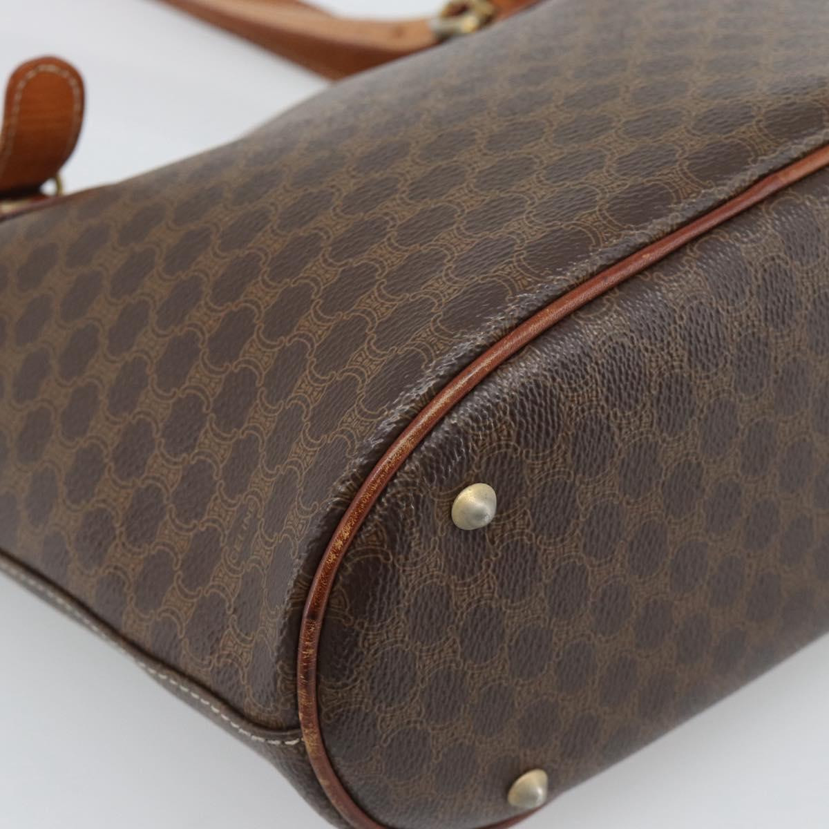 CELINE Macadam Tote Bag PVC Leather Brown Gold Tone Auth 192720