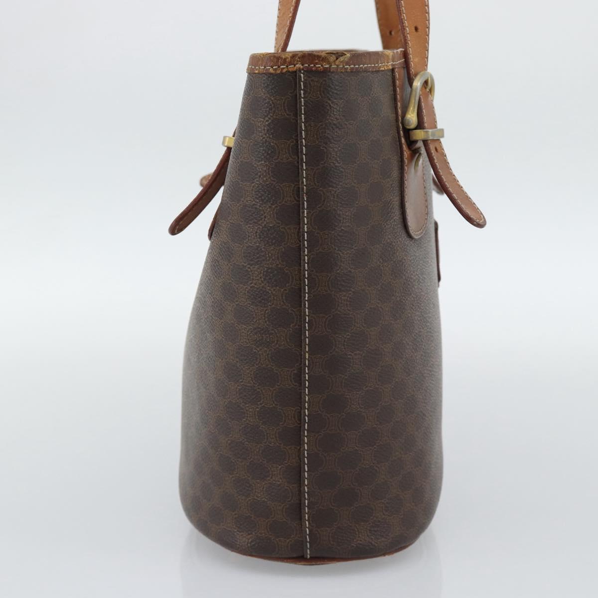 CELINE Macadam Tote Bag PVC Leather Brown Gold Tone Auth 192720