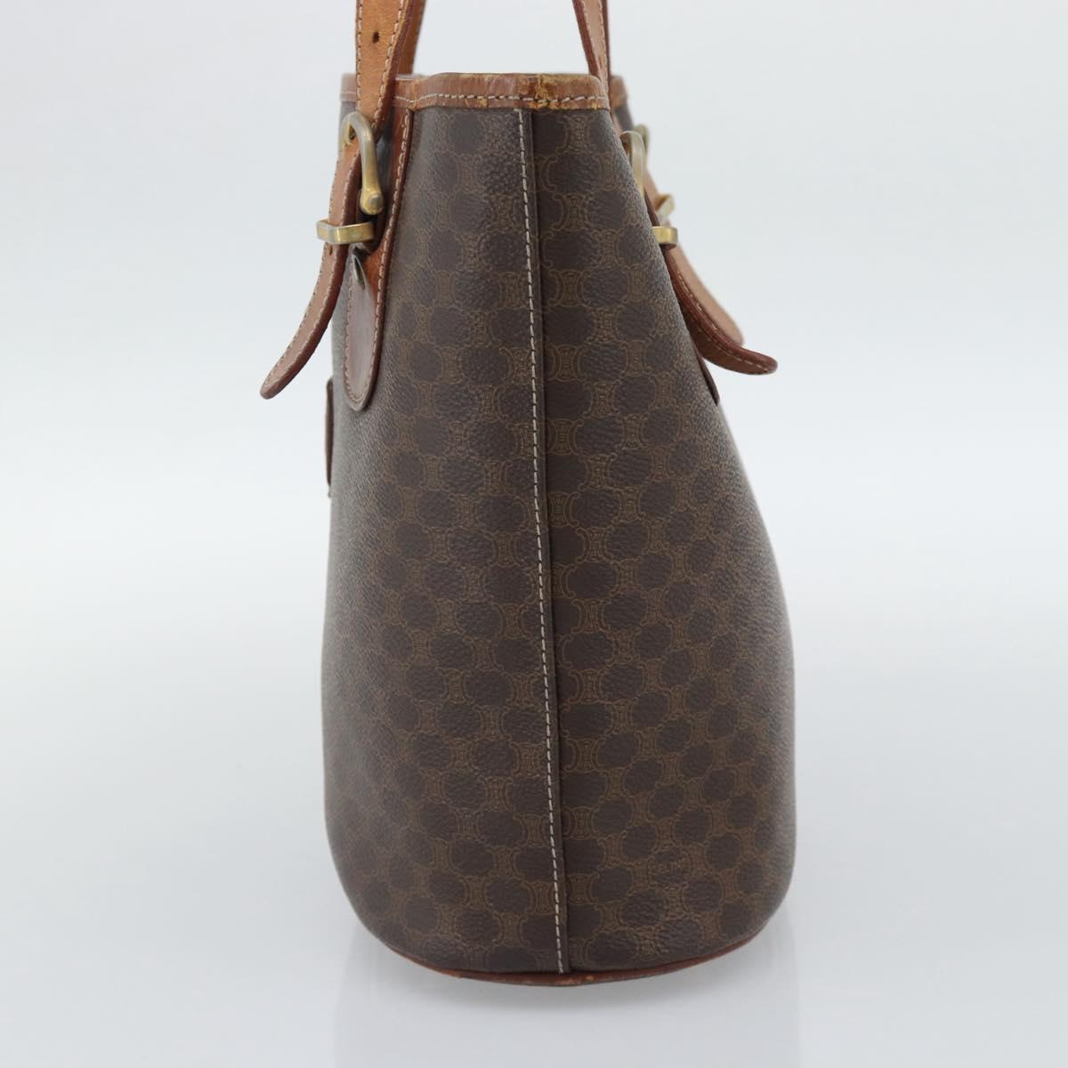 CELINE Macadam Tote Bag PVC Leather Brown Gold Tone Auth 192720