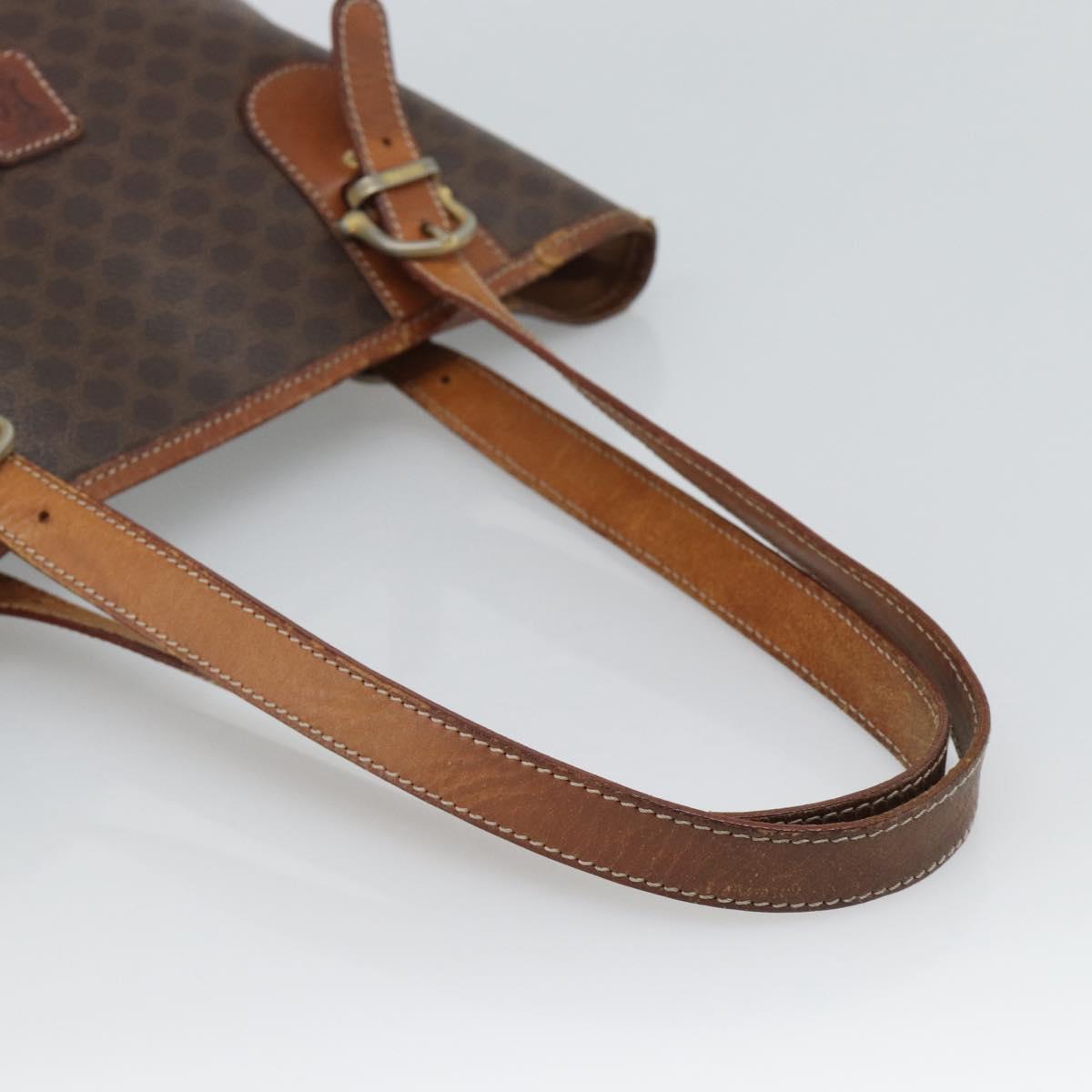CELINE Macadam Tote Bag PVC Leather Brown Gold Tone Auth 192720
