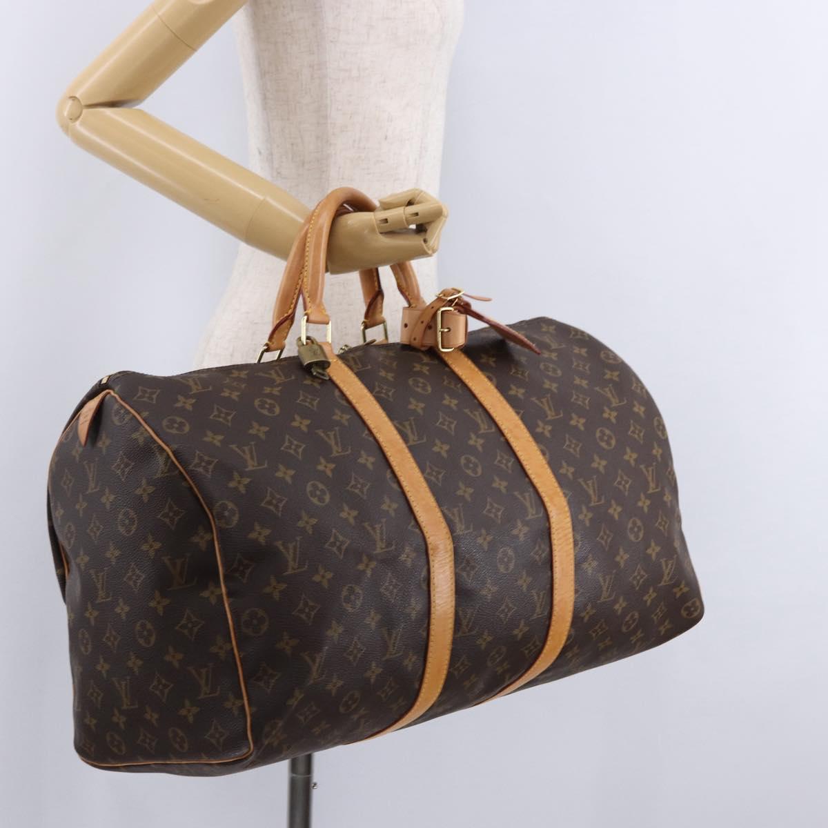 LOUIS VUITTON Monogram Keepall 50 Boston Bag M41426 LV Auth 192721V