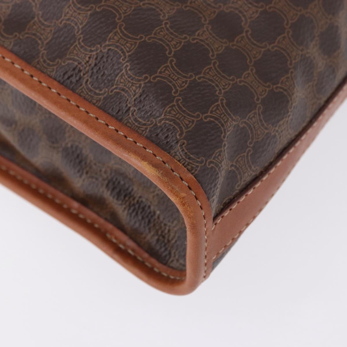 CELINE Macadam Clutch Bag PVC Leather Brown Gold Tone Auth 192724A