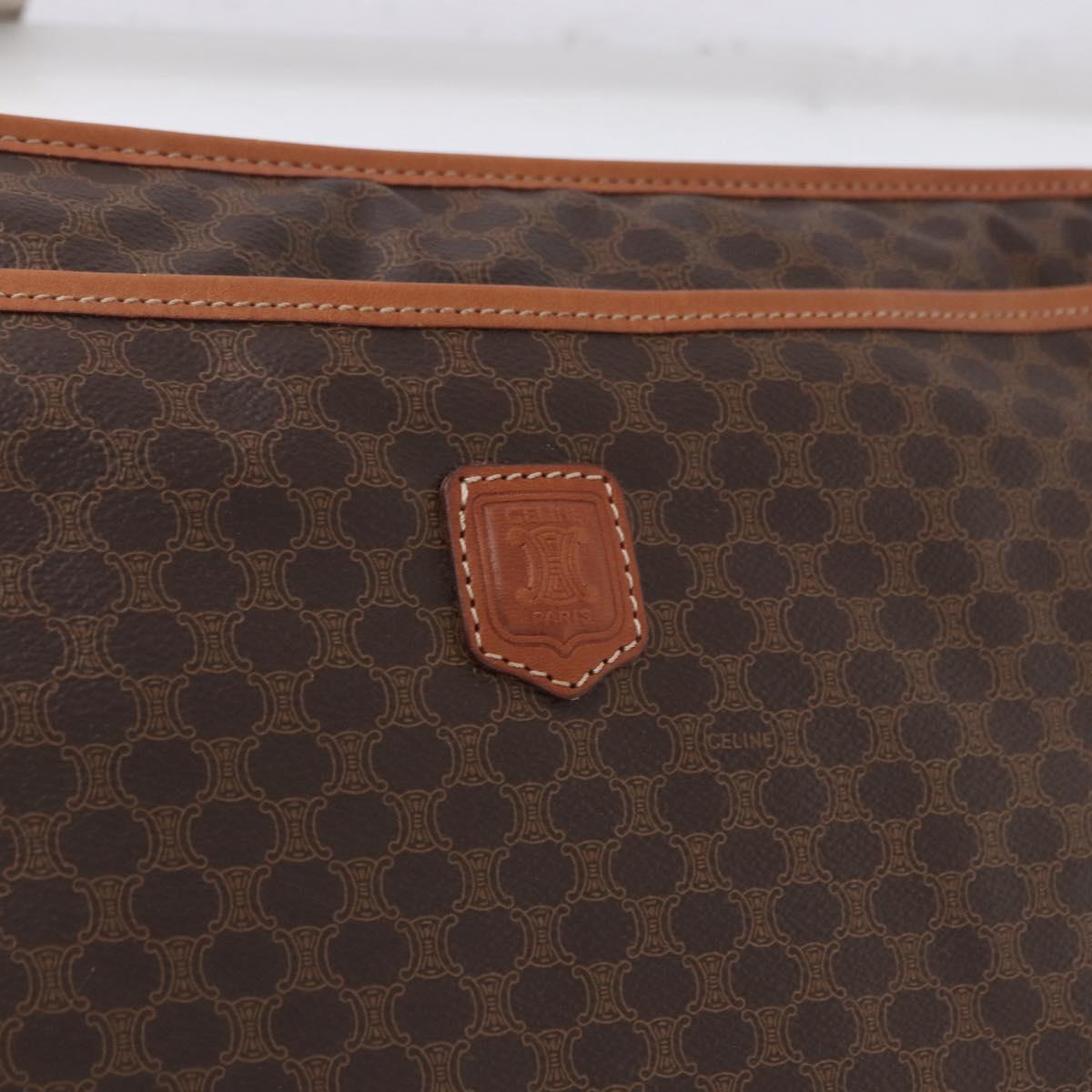 CELINE Macadam Clutch Bag PVC Leather Brown Gold Tone Auth 192724A
