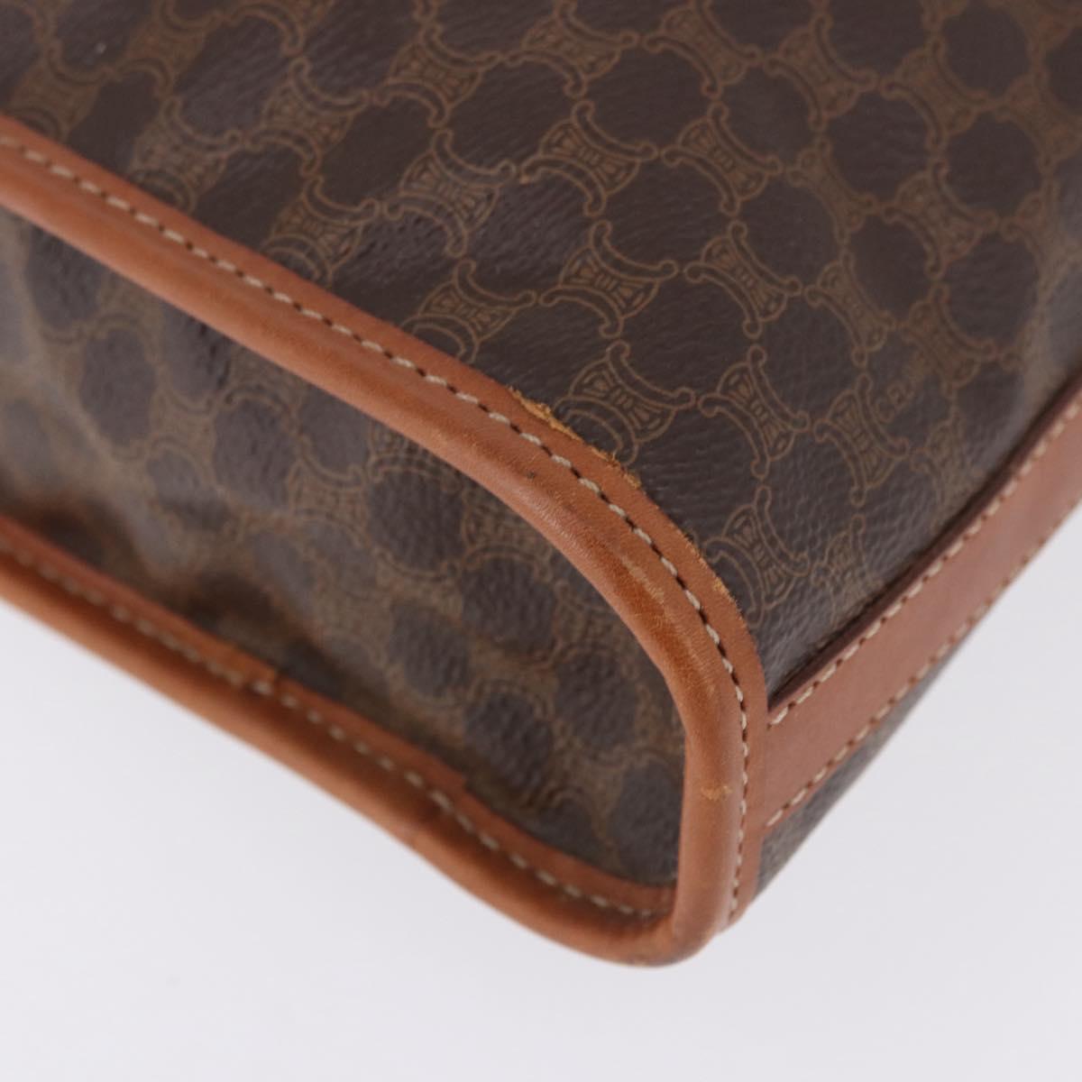 CELINE Macadam Clutch Bag PVC Leather Brown Gold Tone Auth 192724A
