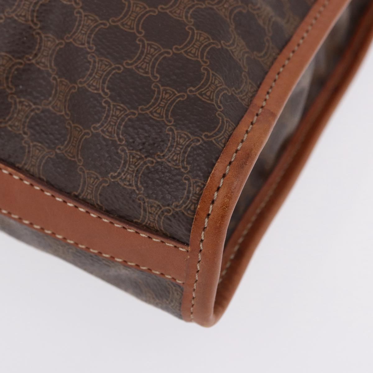 CELINE Macadam Clutch Bag PVC Leather Brown Gold Tone Auth 192724A