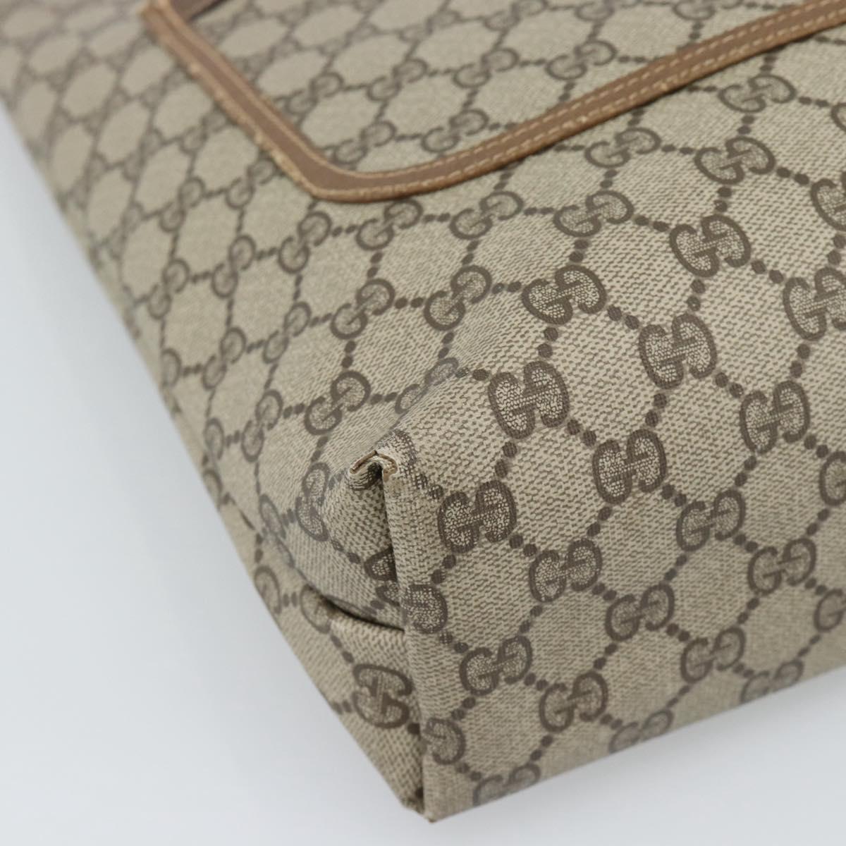 GUCCI GG Supreme Tote Bag PVC Leather Beige Auth 192725