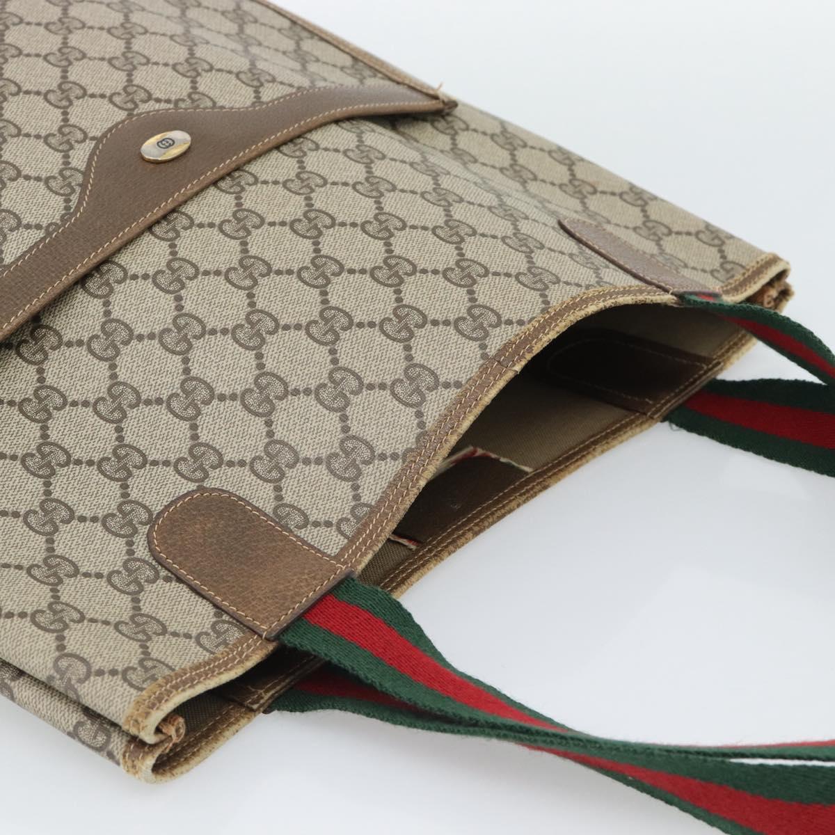 GUCCI GG Supreme Tote Bag PVC Leather Beige Auth 192725