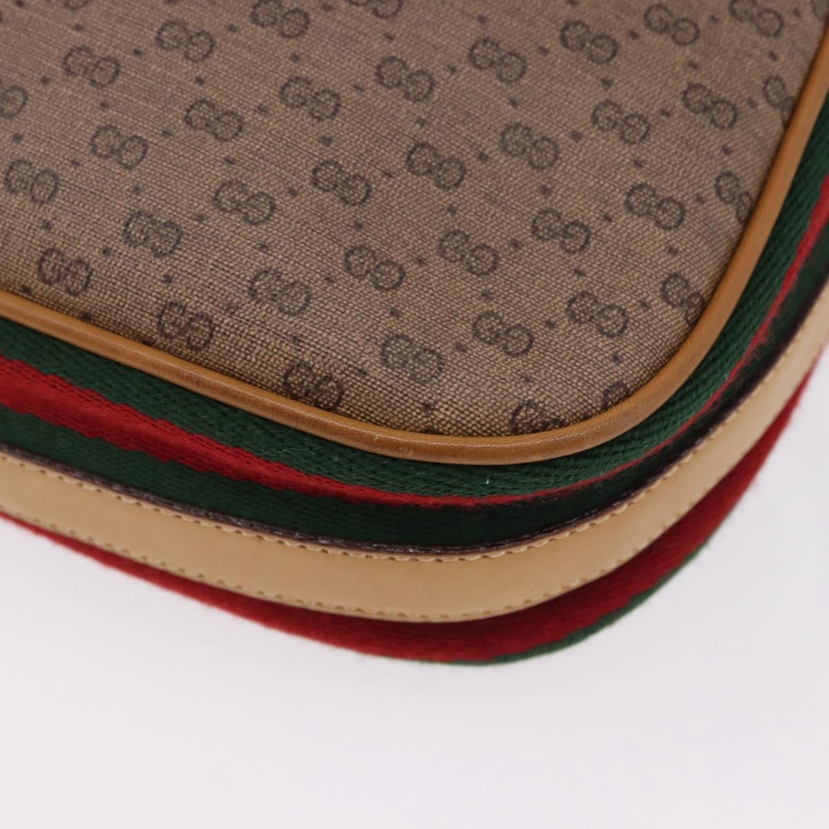 GUCCI Micro GG Shoulder Bag PVC Leather Beige Gold Tone Auth 192726