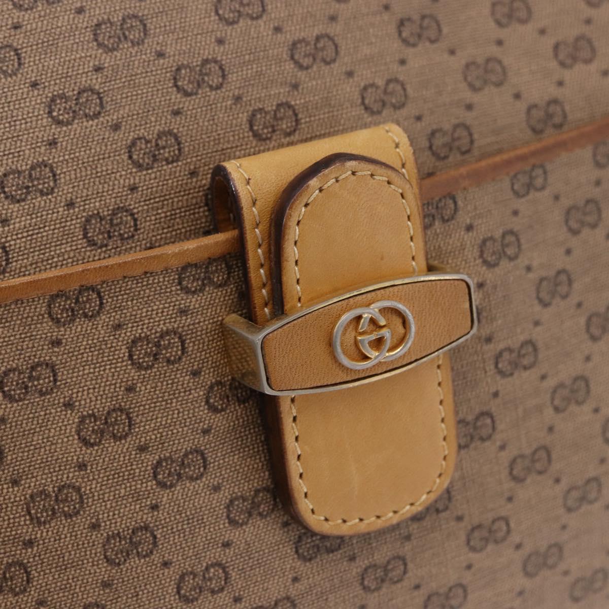 GUCCI Micro GG Shoulder Bag PVC Leather Beige Gold Tone Auth 192726