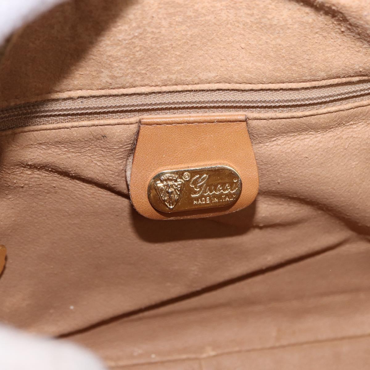 GUCCI Micro GG Shoulder Bag PVC Leather Beige Gold Tone Auth 192726